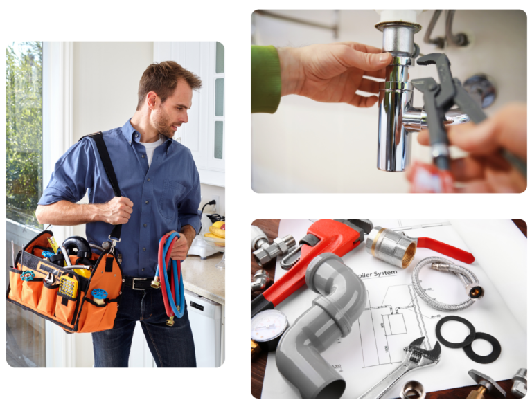 Custom Fit Plumbing technician diagnosing a drain and waterline issue in an Eaton, OH home